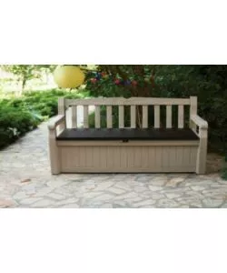 CASSAPANCA KETER "EDEN STORAGE BENCH" IN RESINA BEIGE, 140X60X84 CM